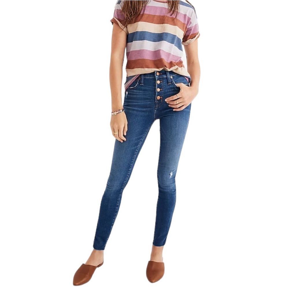 Madewell 10" High Rise Skinny Button Fly Hanna Wash J7914 Jeans Size 25